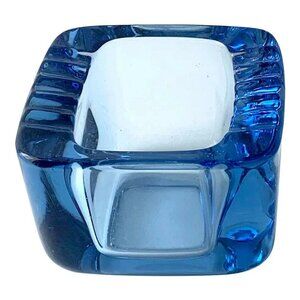 Sky Blue Vintage Square Contemporary Modern Glass Ashtray From Europe